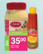 Save Tangy Mayo + Free Cheeky Chilli Sauce 100ml-For 2 x 750g Each