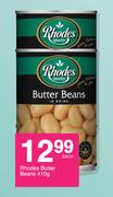 Rhodes Butter Beans-410g Each