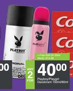 Playboy/ Playgirl Deodorant-For Any 2 x 150ml/ 90ml