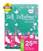 Stayfree Maxi Thick Pads With Wings-For 3 x 10's Pack