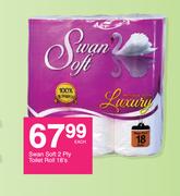 Swan Soft 2 Ply Toilet Roll-18's Pack Each