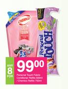 Personal Touch Fabric Conditioner Refills 500ml/ Chemico Refills 750ml-For Any 8
