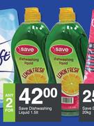 Save Dishwashing Liquid-For Any 2 x 1.5Ltr