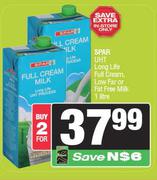 Spar UHT Long Life Full Cream Low Fat Or Fat Free Milk-For 2 x 1L