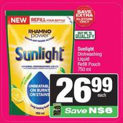 Sunlight Dishwashing Liquid Refill Pouch-750ml