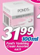 Pond's Vanishing Cream Assorted-100ml Each