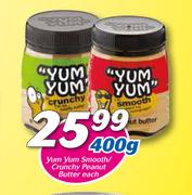 Yum Yum Smooth/ Crunchy Peanut Butter-400g Each