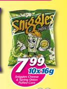 Sniggles Cheese & Spring Onion Puffed Corn-10 x 16g 