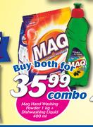 Maq Hand Washing Powder-1Kg + Dishwashing Liquid-400ml Both For