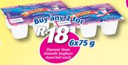 Danone Snax Smooth Yoghurt-2x6x75g Each
