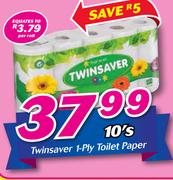 Twinsaver 1-Ply Toilet Paper 10’s