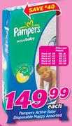 Pampers Active Baby Disposable Nappy Pack Of 58-Per Nappy