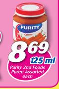 Purity 2nd Foods Puree-125ml Each