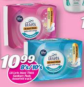 Lil-Lets Maxi Thick Sanitary Pads Assorted-8's/10's Each