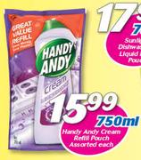 Handy Andy Cream Refill Pouch Assorted-750ml Each