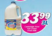 Cambridge Food Full Cream Fresh Milk-3Ltr