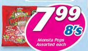 Monsta Pops Assorted-8's