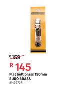 Euro Brass Flat Bolt (Brass) 150mm