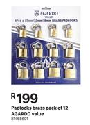 Agardo Value Padlocks (Brass) Pack Of 12