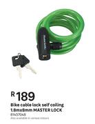 Master Lock Bike Cable Lock Self Coiling 1.8mx8mm