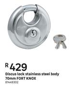 Fort Knox Discus Lock (Stainless Steel Body) 70mm