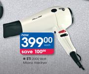 ETI 2000 Watt Milano Hairdryer