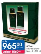 Tsar Eau De Toilette Spray-2x100ml Per Offer