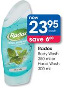 Radox Body Wash 250ml Or Hand Wash 300ml-Each