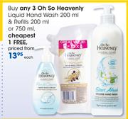 Oh So Heavenly Liquid  Hand Wash 200ml & Refills 200ml Or 750ml-Each