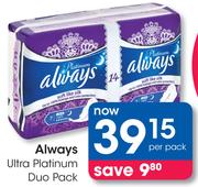 Always Ultra Platinum Duo Pack-Per Pack