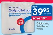 Clicks 2 Ply Toilet paper-9 Rolls pack