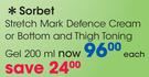 Sorbet Stretch Mark Defence Cream Or Bottom And Thigh Toning-200ml Each
