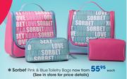 Sorbet Pink And Blue Toiletry Bags-Each 