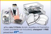 Clicks Acrylic Jewellery & Cosmetics Cases (Contents Not Included)-Each