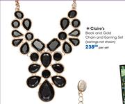 Claire's Black And Gold Chain And Earring Set (Earrings Not Shown)-Per Set