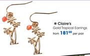 Claire's Gold Tropical Earrings-Per Pair