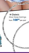 Claire's Silver Hoop Earrings-Per Pair