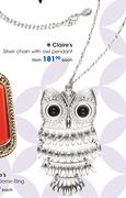 Claire's Silver Chain With Owl Pendant-Each