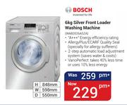 Bosch 6Kg Silver Front Laoder Washing Machine WAB2026ASZA