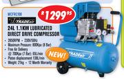 Tradeair 24Ltr 1.1KW Lubricated Direct Drive Compressor MCFRC100