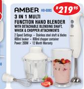 Amber 3 In1 Multi Function Hand Blender with Detachable Blending Shaft,Whisk & Chopper Attachments