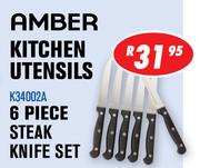 Amber Kitchen Utensils 6 Piece Steak Knife Set K34002A