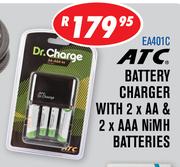 ATC Battery Charger With 2 x AA & 2 x AAA NiMH Batteries EA401C