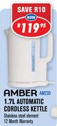 Amber 1.7Ltr Automatic Cordless Kettle AM230