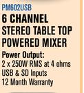 Dixon 6 Channel Stereo Table Top Powered Mixer PM602USB
