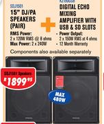 Dixon 15" DJ/PA Speakers(Pair) SDJ1501
