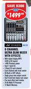 Dixon 6 Channel Ultra Slim Mixer With Effects AM-EX6