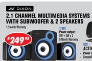 Dixon 2.1 Channel Multimedia Systems With Subwoofer & 2 Speakers TF861