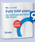 Clicks 2 Ply Toilet paper 18 Rolls-Per pack