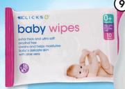 Clicks 10 Pack Baby Wipes
